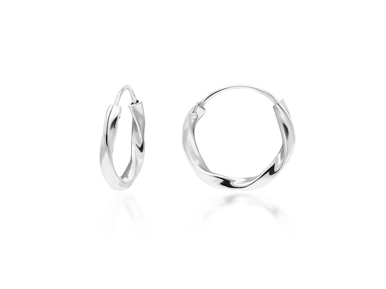 925 Sterling Silver Twist Design Hoop Earrings - Image 2