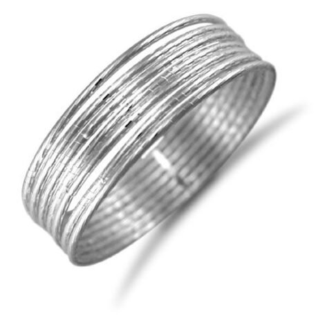 Sterling Silver 7 Strand Diamond Cut Slave Bangle