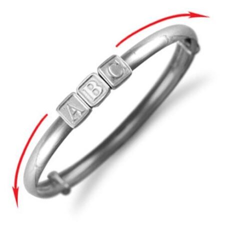 925 Sterling Silver Sliding 4mm Abc Baby / Childrens Bangle