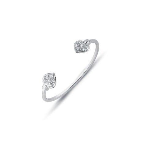 925 Sterling Silver CZ Set Heart Torque Baby / Childrens Bangle