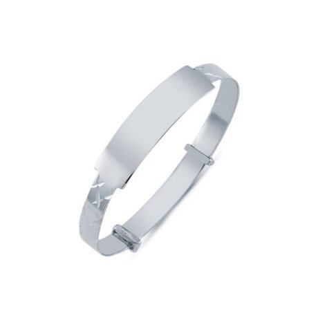 925 Silver Childs Diamond Cut ID Expander Bangle