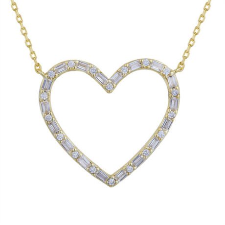 928 Silver 14ct Gold Plated CZ Heart Necklace
