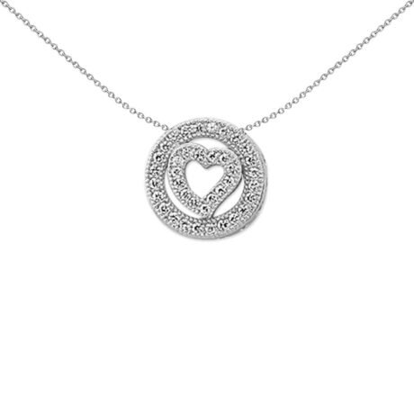 925 Silver CZ Heart in Circle Slider