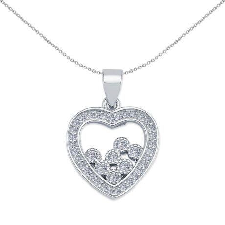 925 Silver CZ Heart Pendant