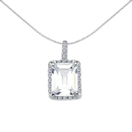 925 Silver Emerald Cut CZ Cluster Pendant