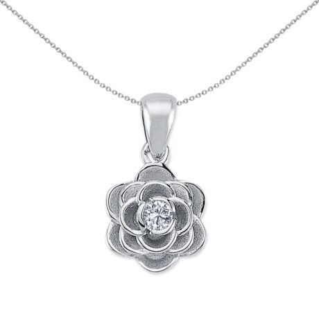 925 Silver CZ Flower Pendant