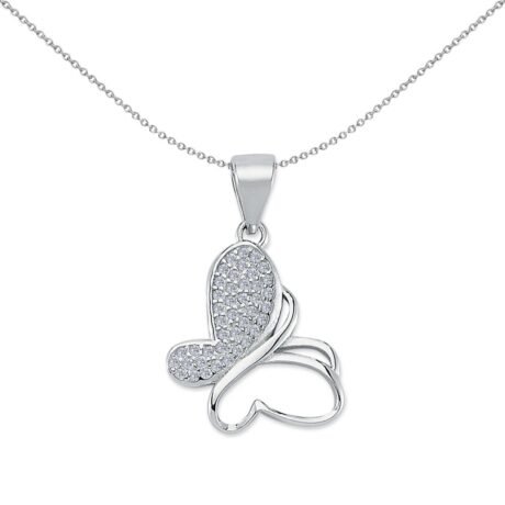 925 Silver CZ Butterfly Pendant