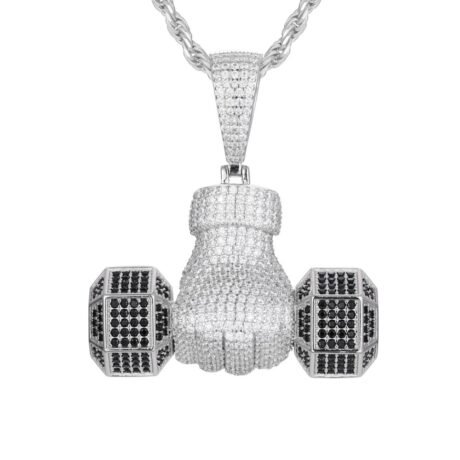 925 Silver CZ Set Dumbell Pendant