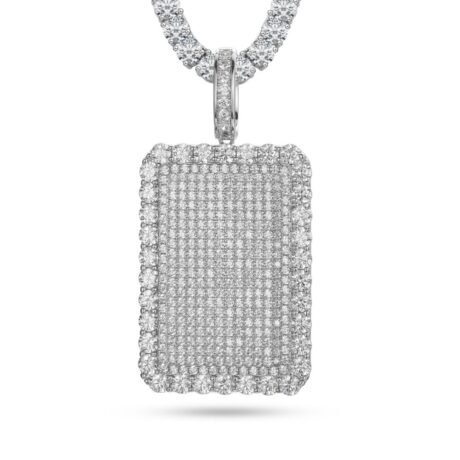 925 Silver CZ Set Dog Tag Pendant