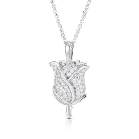 Sterling Silver CZ Tulip Pendant
