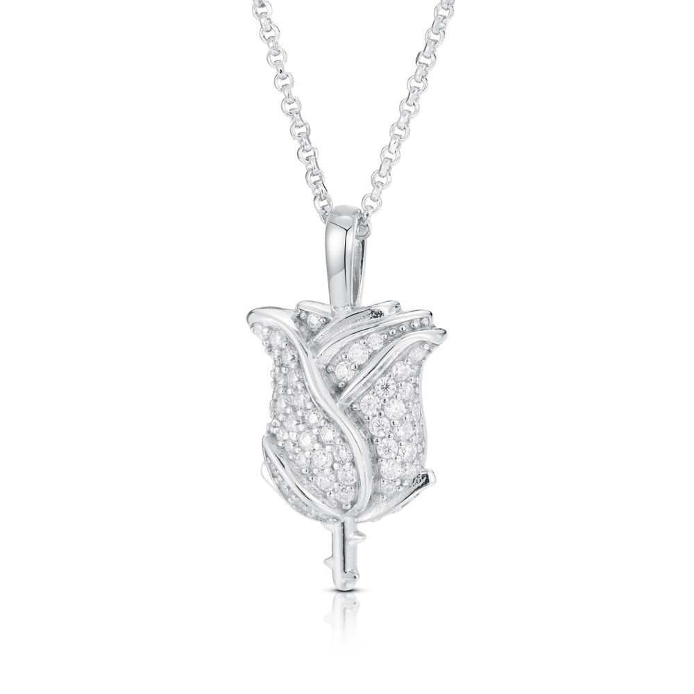 Sterling Silver CZ Tulip Pendant