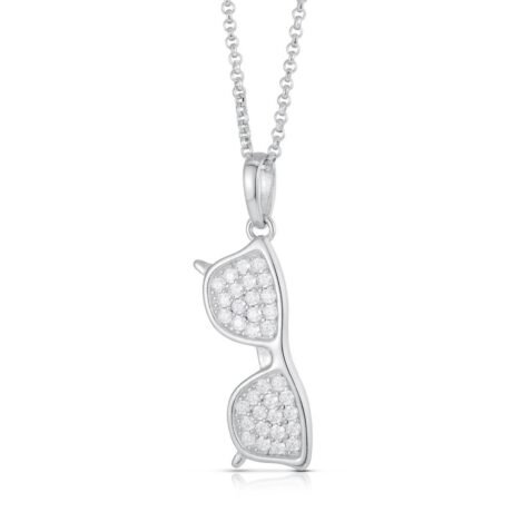 Sterling Silver CZ Sun Specs Pendant