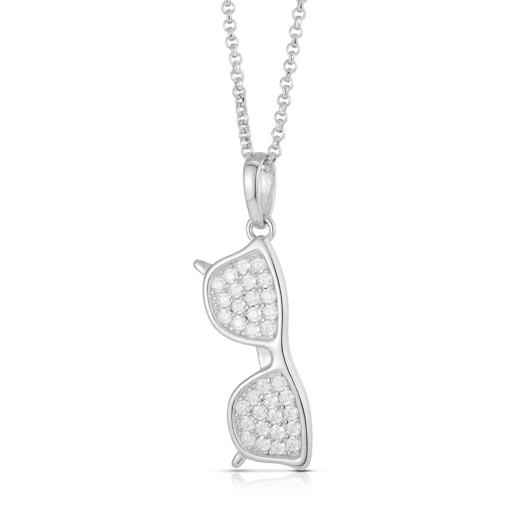 Sterling Silver CZ Sun Specs Pendant