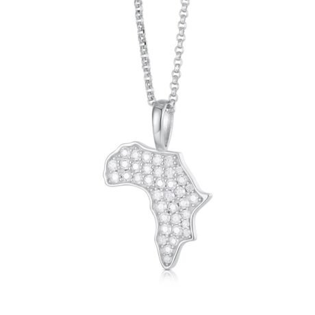 925 Silver CZ Set Africa Pendant