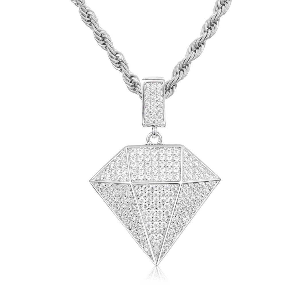 Sterling Silver CZ Natural Diamond Pendant