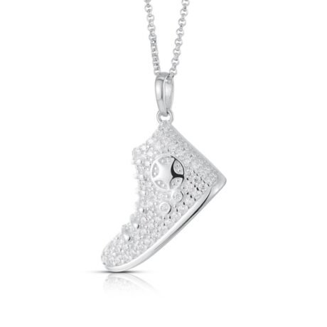 Sterling Silver CZ BasketBall Boot Pendant
