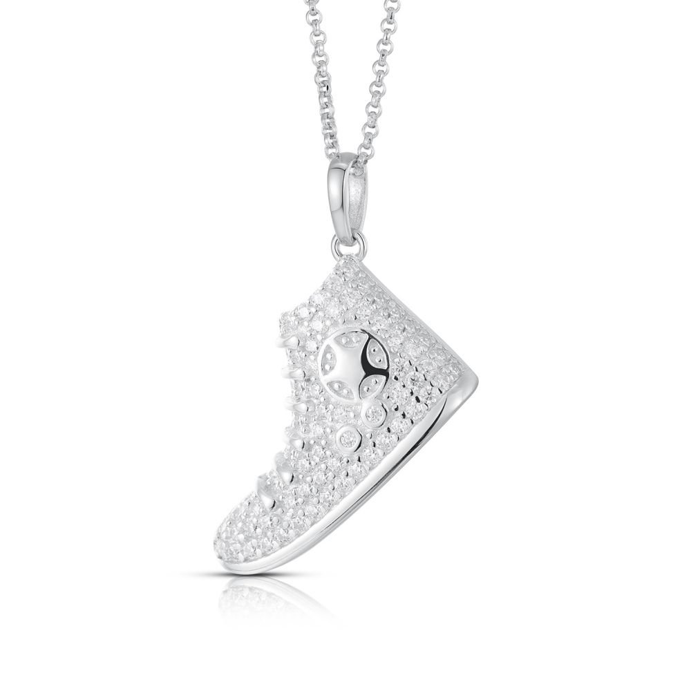 Sterling Silver CZ BasketBall Boot Pendant