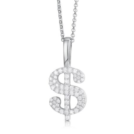 925 Silver CZ Set Dollar Pendant