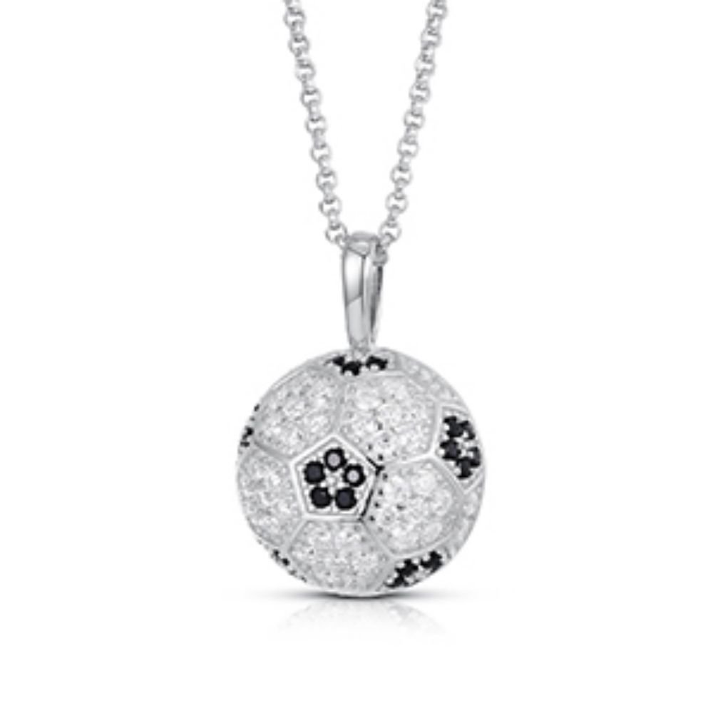 Sterling Silver CZ Football Pendant