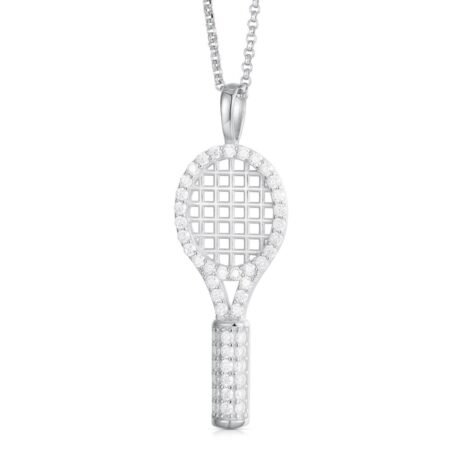 Sterling Silver CZ Racquet Pendant
