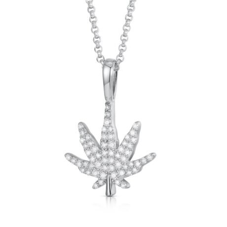 925 Silver CZ Set Cannabis Leaf Pendant