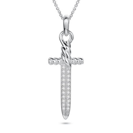 Sterling Silver CZ Vintage Sword Pendant