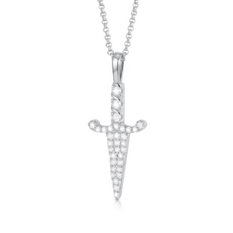 Sterling Silver CZ Dagger Pendant