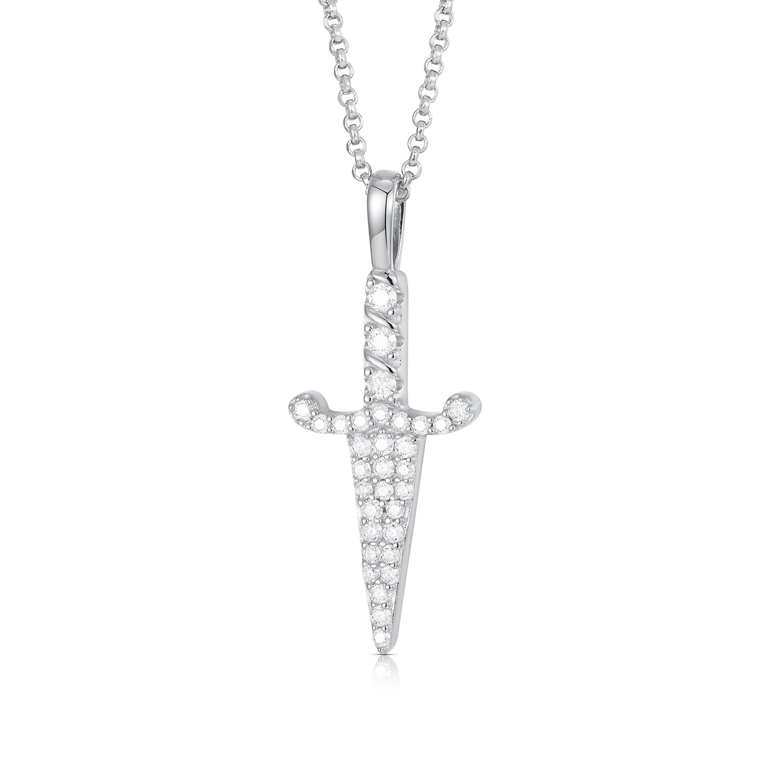 Sterling Silver CZ Dagger Pendant