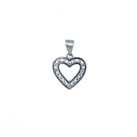 925 Silver CZ Set Heart Pendant
