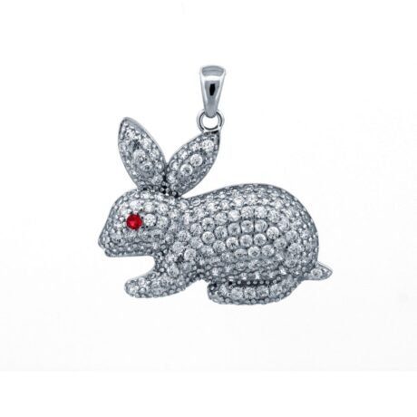 925 Silver CZ Set Rabbit Pendant