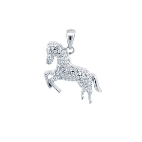 925 Silver CZ Set Prancing Horse Pendant