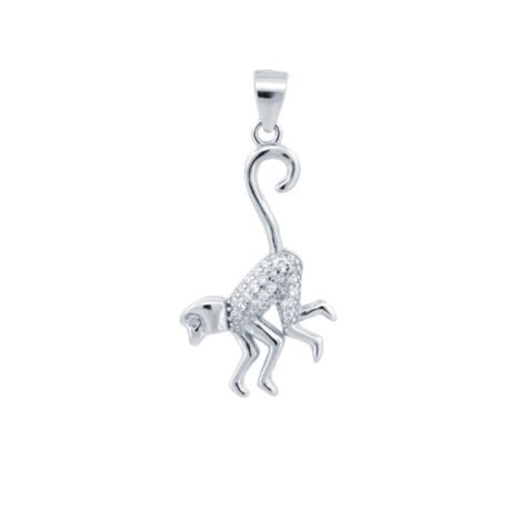 925 Silver CZ Set Monkey Pendant