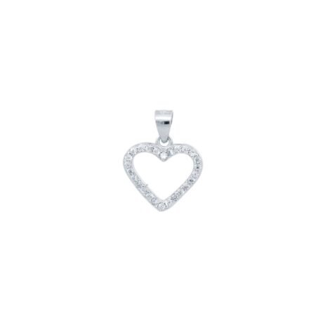 925 Silver CZ Set Heart Pendant