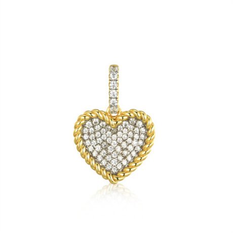 Sterling Silver 14ct Gold Plated CZ Heart Pendant