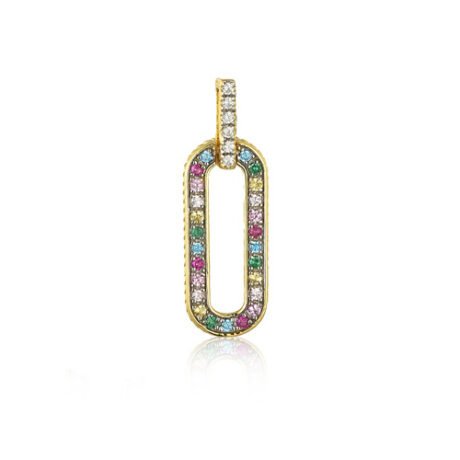 Sterling Silver 14ct Gold Plated Multi Col CZ Pendant