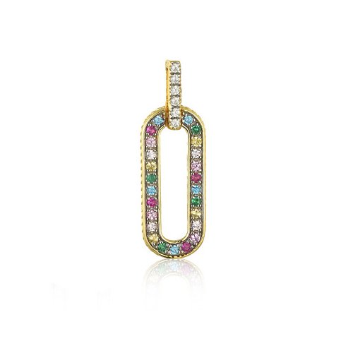 Sterling Silver 14ct Gold Plated Multi Col CZ Pendant