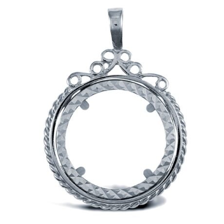 925 Silver Full Sovereign Size Pendant Mount Rope Edge
