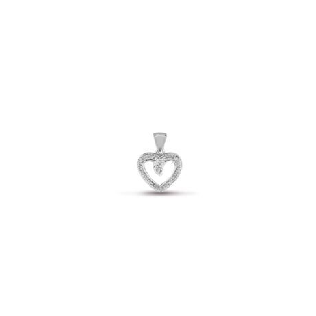 9ct White Gold 0.05ct Natural Diamond Heart Pendant