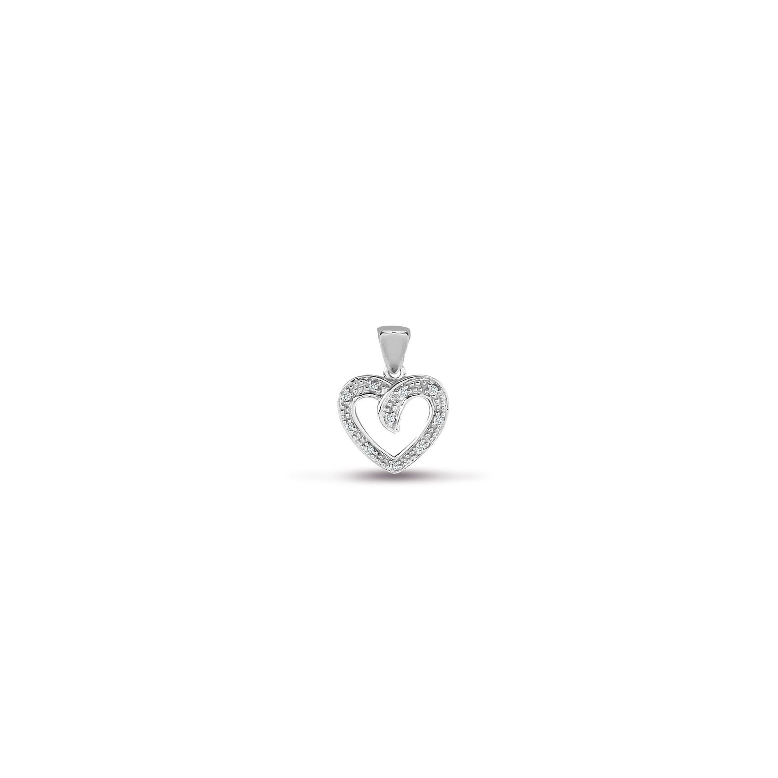 9ct White Gold 0.05ct Natural Diamond Heart Pendant