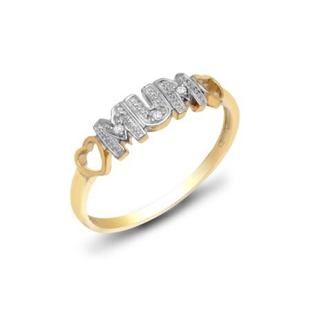 9ct Yellow Gold Natural Diamond 'Mum' Ring – 9R535