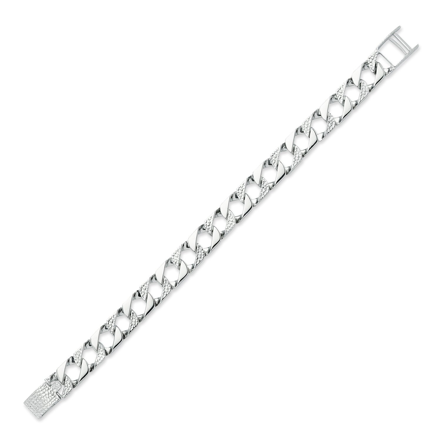 Sterling Silver Lizard Curb Bracelet – 11mm