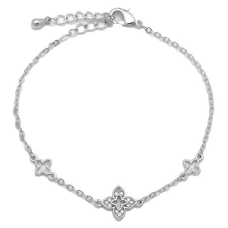 Sterling Silver CZ Clover Bracelet