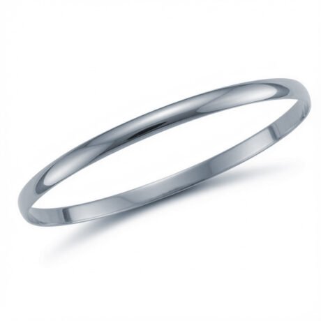 Sterling Silver Rhodium-Plated D-Shape Bangle – 4mm