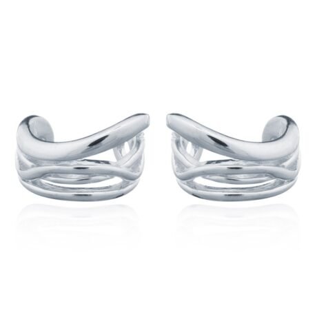 Sterling Silver Pinched Curves Helix Ear Cuff