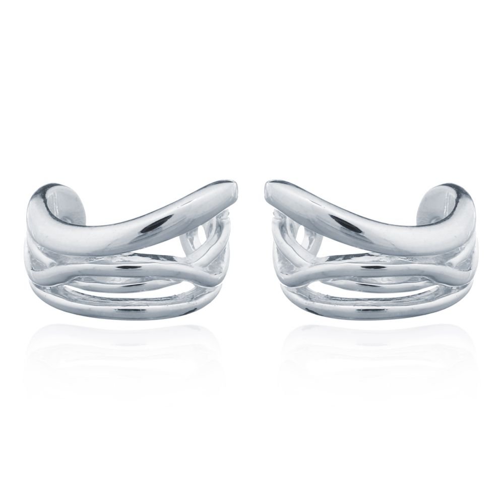 Sterling Silver Pinched Curves Helix Ear Cuff