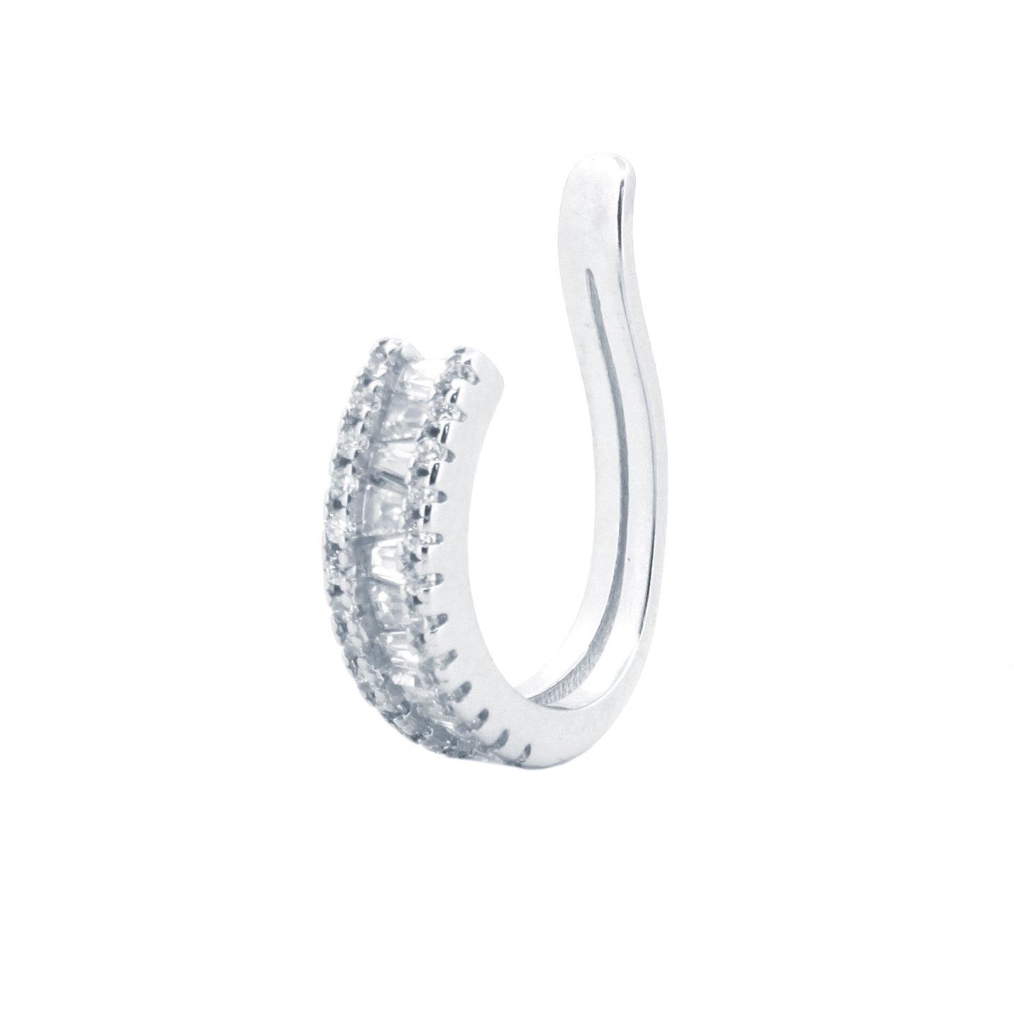 Sterling Silver Trapezoid CZ Helix Cuff Earrings - Image 2