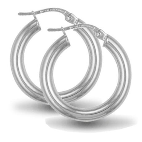 Sterling Silver 3mm polished creole Hoop Earrings