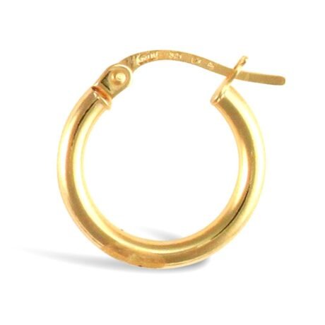 Sterling Silver Gold Plated 2mm polished creole Hoop Earrings