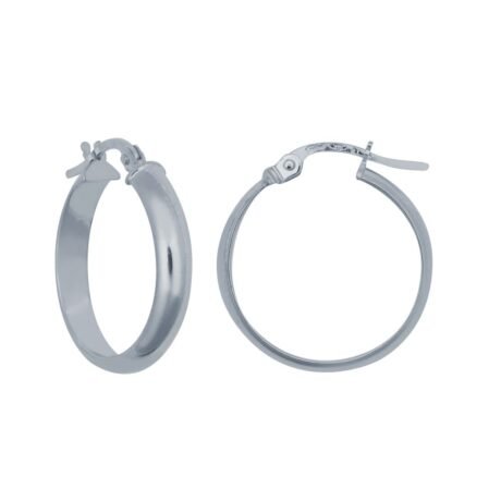 Sterling Silver 4mm Wedding Band Style Hoop Earrings