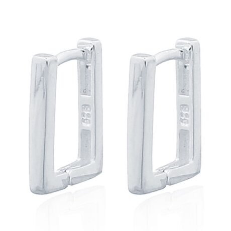 Sterling Silver Rectangular Column Drop Hoop Earrings